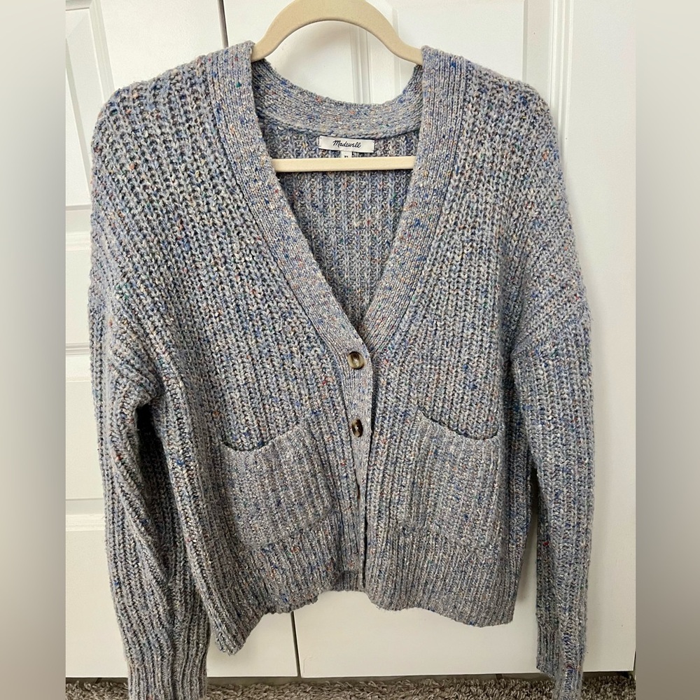 Madewell Speckled Ribbed Cardigan Sweater - Size XS